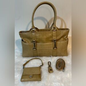 Joy Mangano JM Tan Faux Leather Crocodile-Embossed mini purse keychain Bag Set